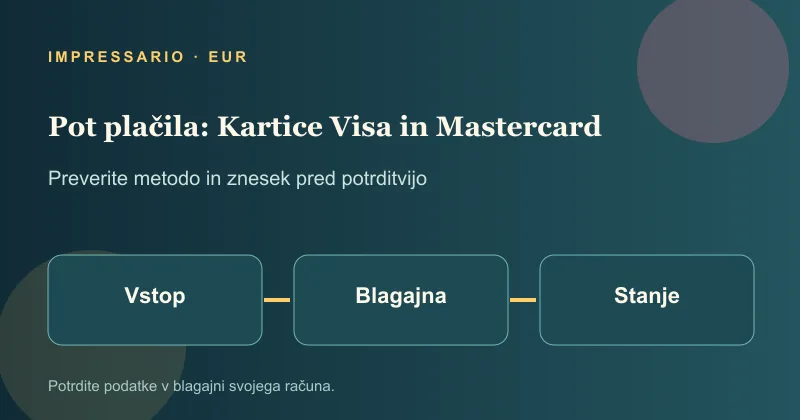 Pot plačila Kartice Visa in Mastercard od blagajne do stanja